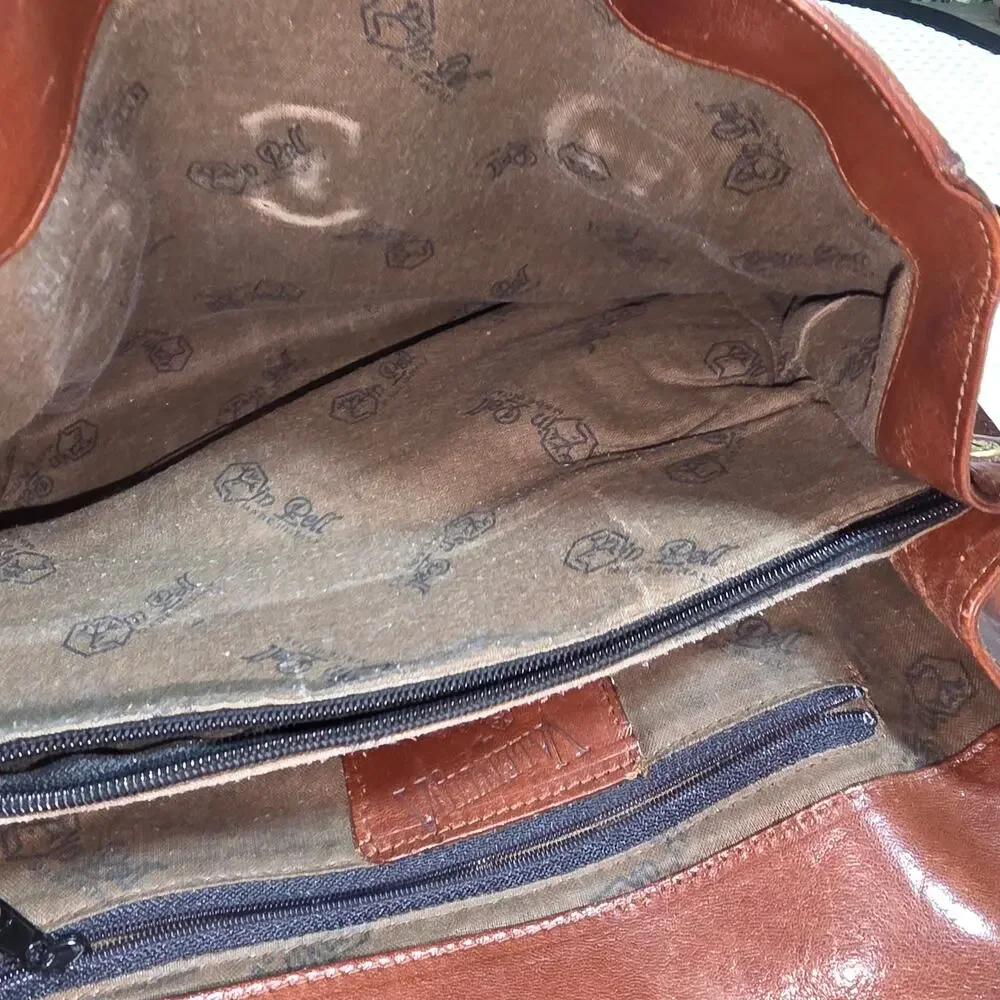 VINTAGE VALENTINA LEATHER SATCHEL BAG WITH CROSSBODY STRAP
